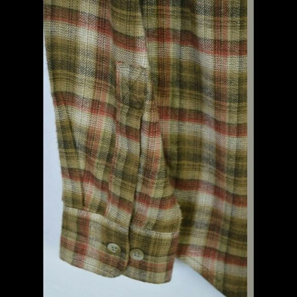 WOVERINE PLAID SOFT COTTON BROWN RED LONG SLEEVE S - Picture 3 of 8